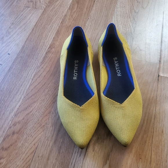 Rothys The Point Pointed Toe Ballet Flats Marigold Yellow, Size 7 - Picture 1 of 7